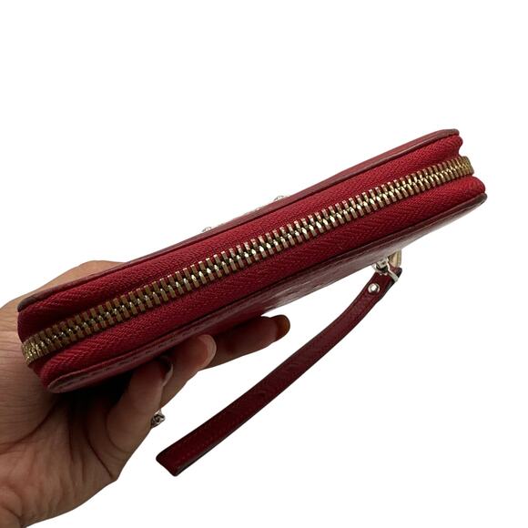 MICHAEL KORS est 1981 Red Ostrich Zip Around Small Wallet - Picture 4 of 8